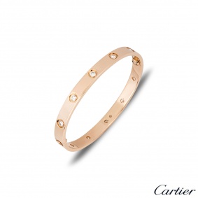Cartier Rose Gold Full Diamond Love Bracelet Size 16 B6040616 Cartier Rose Gold Full Diamond Love Bracelet Size 16 B6040616